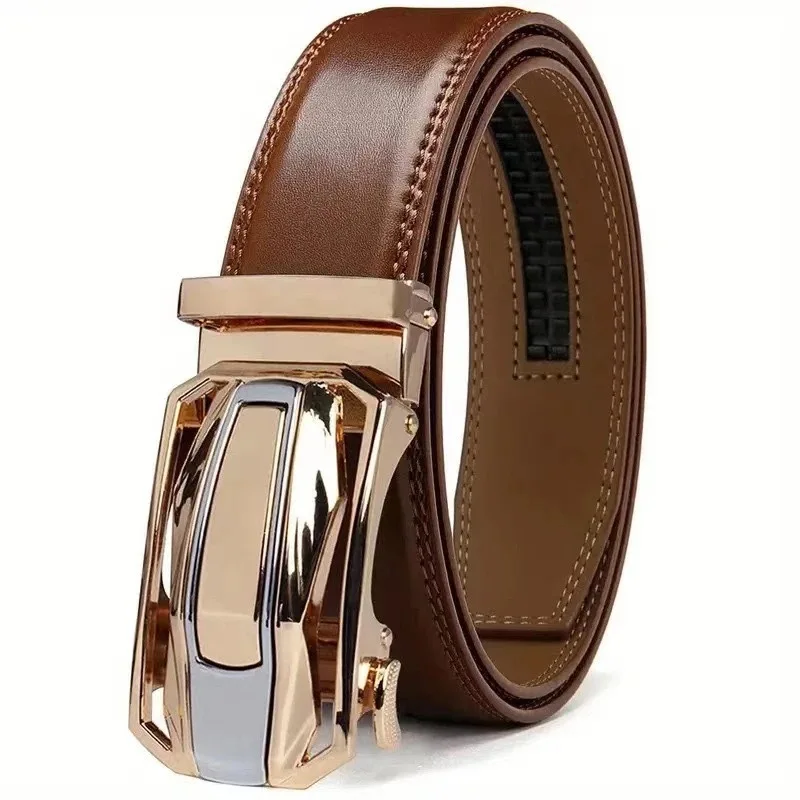 Genuine Leather Fashionable luxury men belt with alloy automatic buckle 2