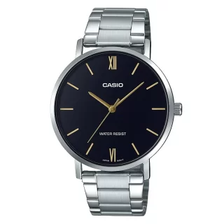 CASIO MTP-VT01D Quartz Watch for Men, Stainless Steel Bracelet, 30M Waterproof, Minimalist Slim Business Casual Timepiece