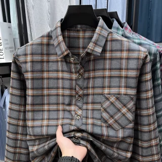 Mens Long Sleeve Plaid Pattern Button Down Shirts