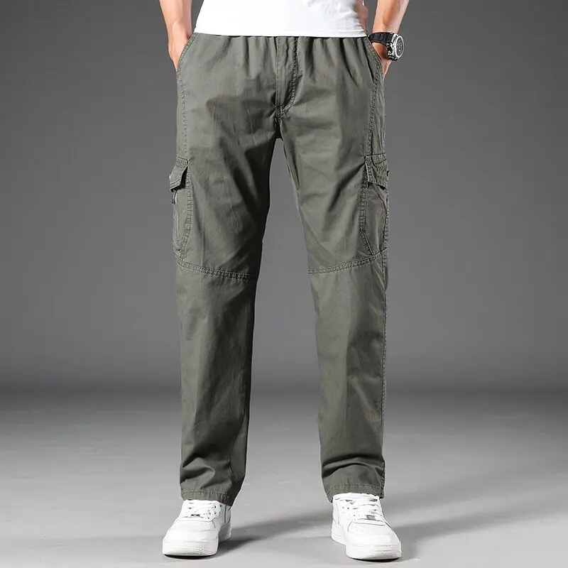 Pure Cotton Straight-Leg Cargo Pants Men's Trousers 2