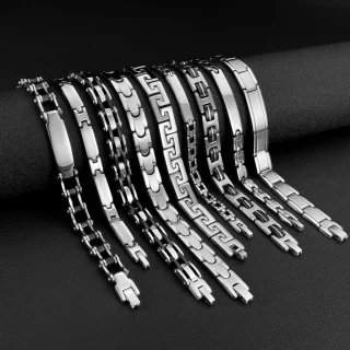 Chunky Men Bracelet With Thick Stainless Steel Strap Chain Link