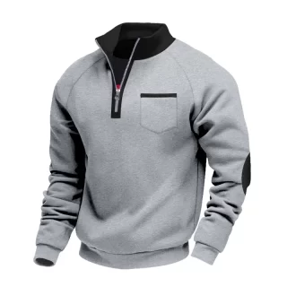 Men\'s Oversized Warm Fleece Zip-Up Stand Collar Hoodie