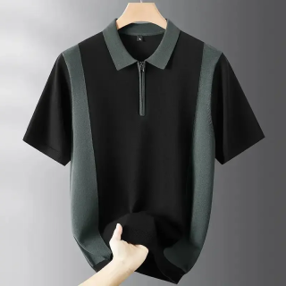 Men Color Block Knit Polo Shirt