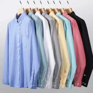 100% Cotton Oxford Shirt For Men Long Sleeve