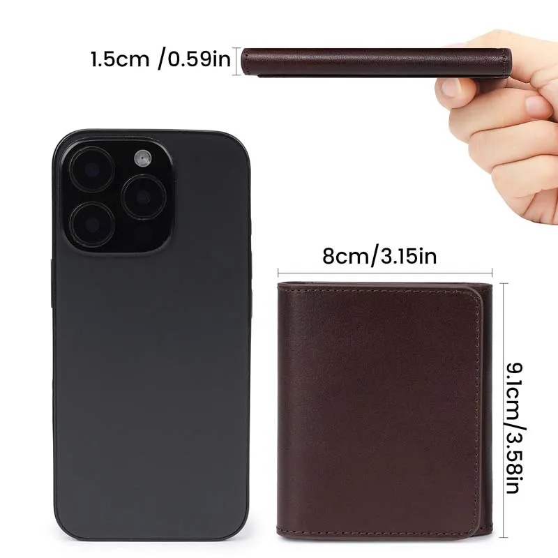 Pomelo Best RFID Blocking Vintage Genuine Fine Grain Leather Men Bifold Wallet 2