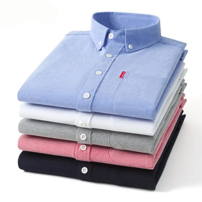 100% Cotton Oxford Shirt For Men Long Sleeve 2