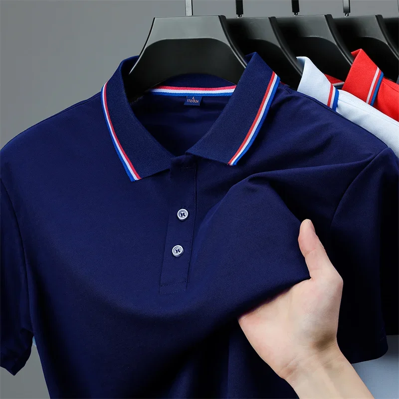 Casual Solid Color Short Sleeved Polo Shirt 2