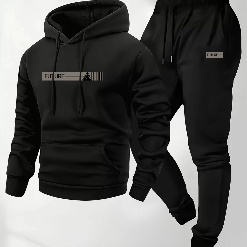 Two-piece casual long-sleeved hooded sports shirt and sports pants set 2