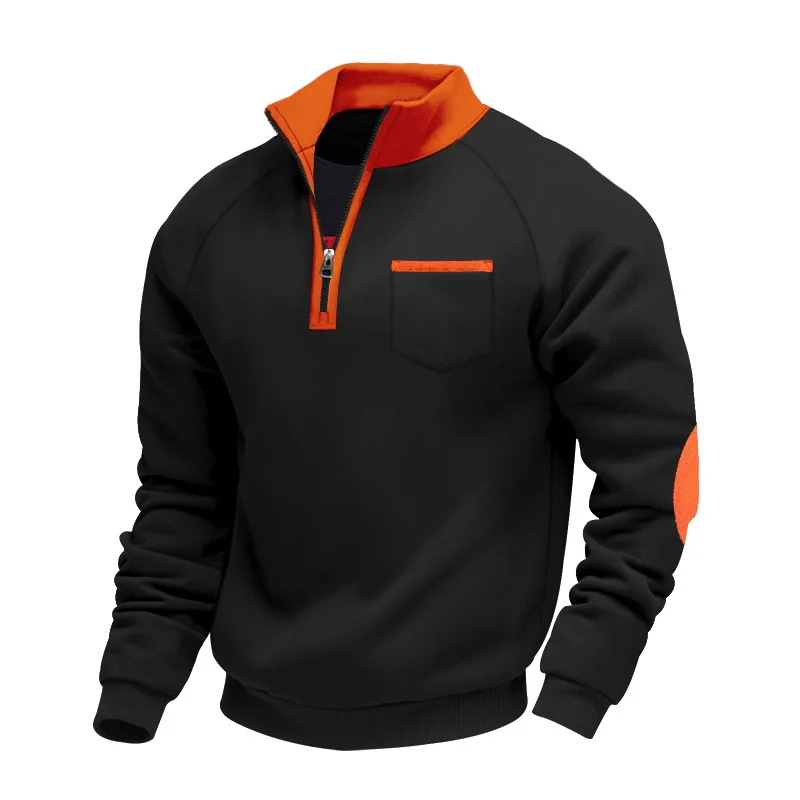 Men\'s Oversized Warm Fleece Zip-Up Stand Collar Hoodie 2